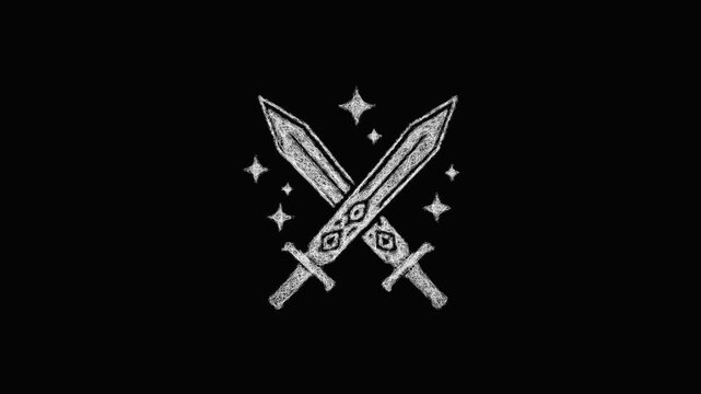 Sketch enchanted blades icon animation - smooth progressive reveal