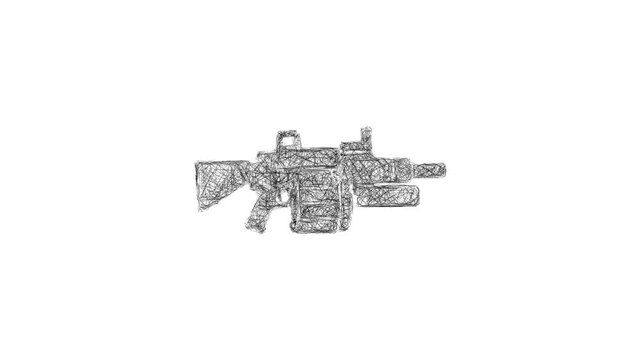 Sketch grenade launcher icon animation - smooth progressive reveal