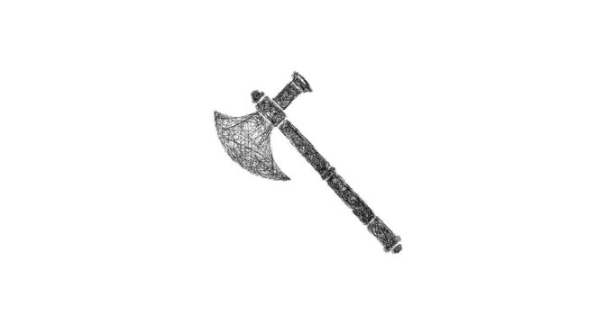 Sketch battle axe icon animation - smooth progressive reveal