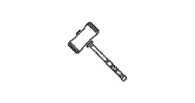 Sketch sledgehammer icon animation - smooth progressive reveal