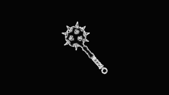 Sketch spiked mace icon animation - smooth progressive reveal