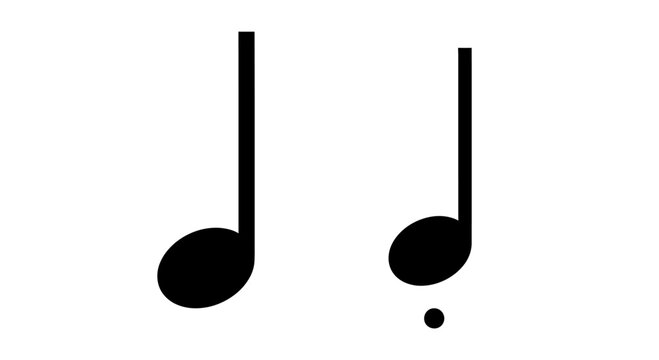 Musical Notes: Eighth Note and Dotted Eighth Note on White Background