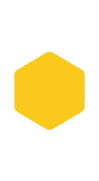 Vibrant Yellow Hexagon Geometric Shape on White Background - Abstract Design Element