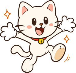 Obraz premium Illustration Happy Cartoon Cat Character