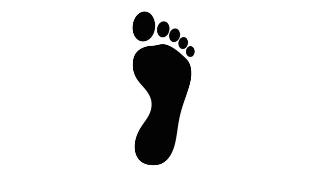 Black Footprint Silhouette on White Background - Symbol of Walking, Steps, and Traces