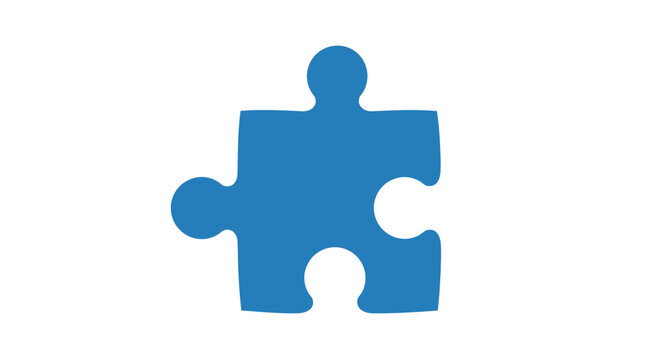 Blue Puzzle Piece Icon Isolated on White Background, Symbol of Connection and Solution