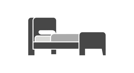 Fototapeta premium Simple Bed Icon Vector Illustration, Minimalist Bedroom Furniture Symbol