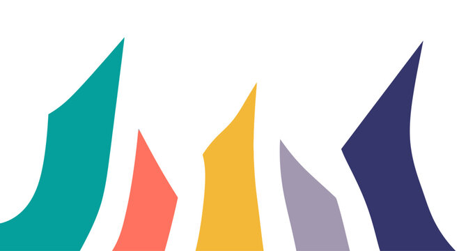 Abstract colorful curved shapes forming a dynamic wave pattern on a white background