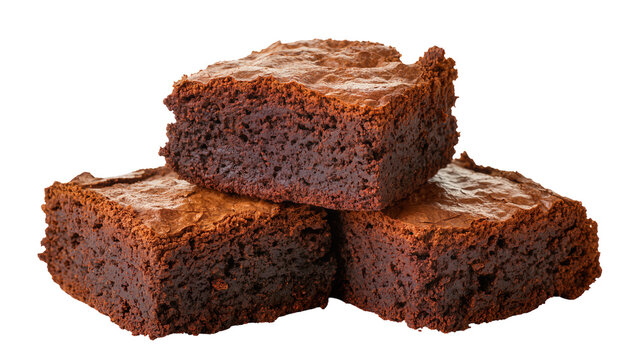Stack of three rich dark chocolate brownies