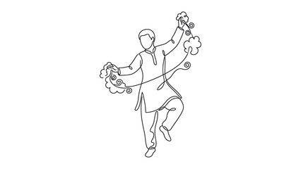 Fototapeta premium Man juggling flowers and objects.