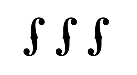 Three F-hole Sound Hole Symbols from Stringed Instruments Isolated on White © fatria