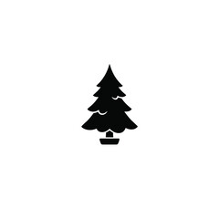 Fototapeta premium Evergreen Christmas tree silhouette, isolated on white background