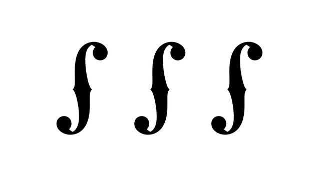 Three F-hole Sound Hole Symbols from Stringed Instruments Isolated on White