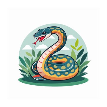 Colorful Ball Python Illustration