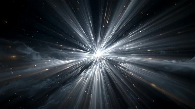Radiant Starburst Light Rays with Golden Particles on Dark Background