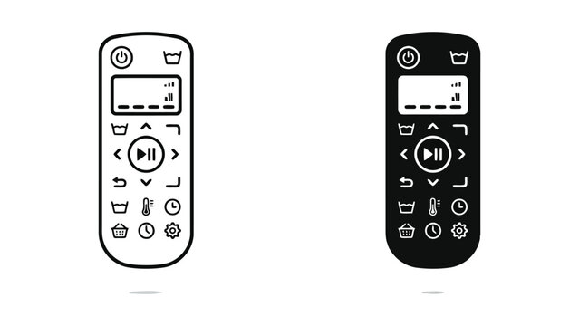 Remote controller vector icon set with outline and solid styles for home entertainment and smart devices