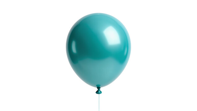 Teal blue glossy balloon with string