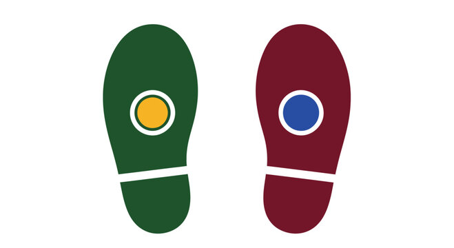 Colorful Footprint Icons with Geometric Centers