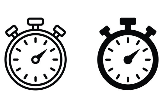 Stop Watch Icons Featuring Timer, Chronometer, Countdown, and Time Tracking Symbols for Modern Interface and Productivity Design