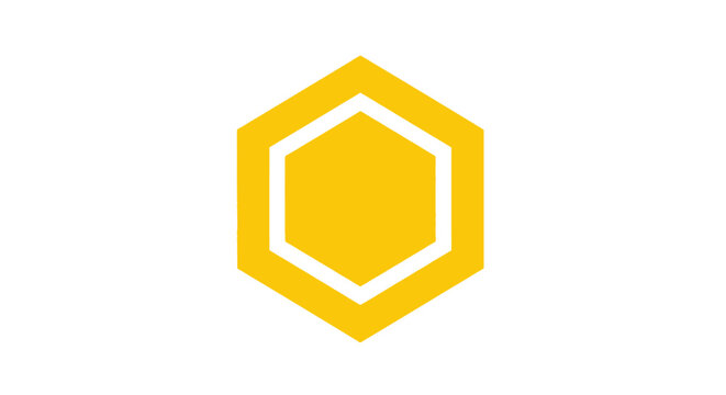 A bright yellow hexagonal shape centered on a clean white background