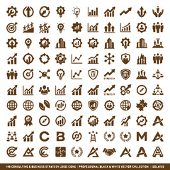 Obraz premium Professional set of 100 consulting and business strategy vector icons