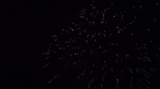 Spectacular fireworks exploding in dark night sky