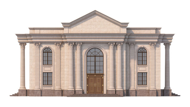 Neoclassical building with columns and arched windows