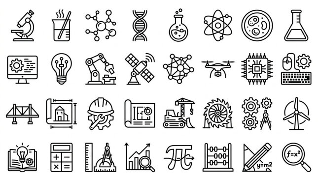 Collection of Science and Technology Icons.