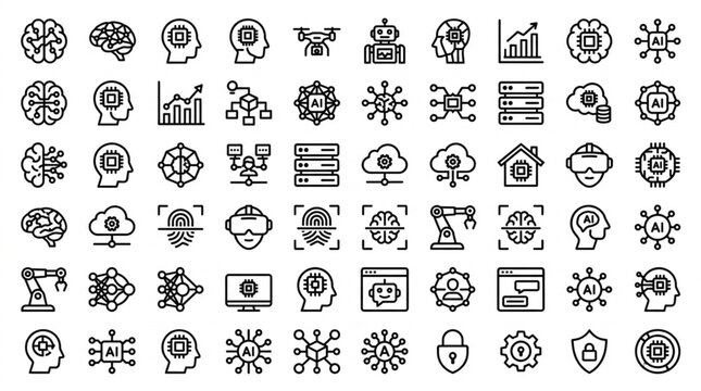 Collection of AI and Technology Icons.