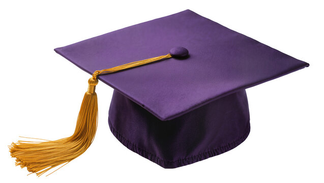 Purple graduation cap with gold tassel
