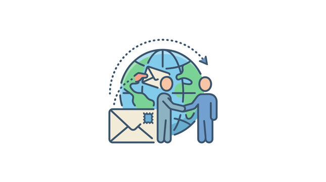 Global Business Partnership and International Mail Communication Icon