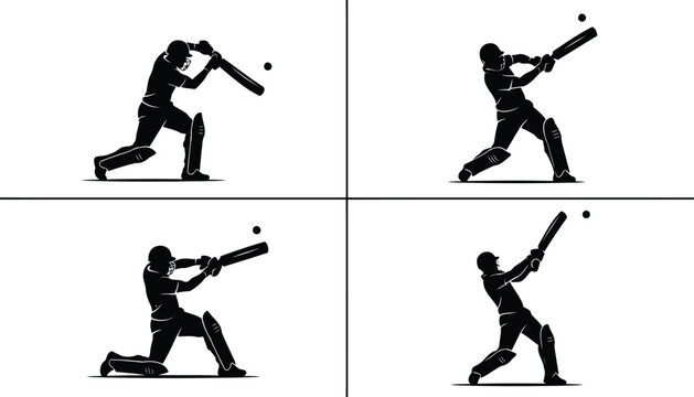 cricket player silhouette vector