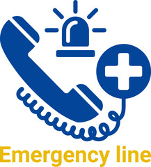 Fototapeta premium Emergency line contact icon element for design. Medical hotline symbol for urgent response. Helpline phone vector illustration with siren alert.