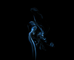 abstract blue smoke, element smog isolated on a black background. concept of cloud for design air pollution, texture mist, fog effect © DawStar