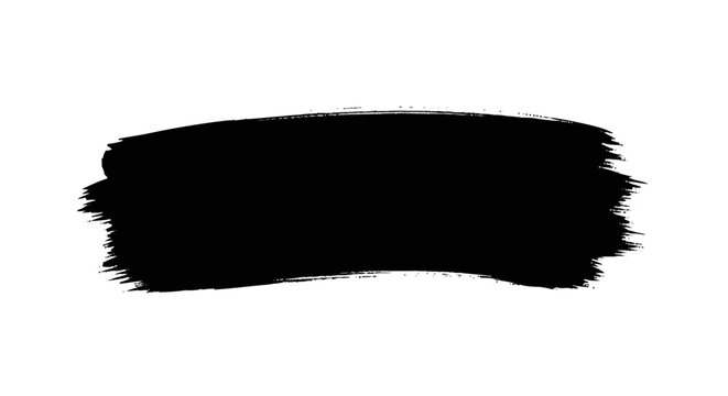 Wide black horizontal paint stroke featuring a dramatically frayed lef