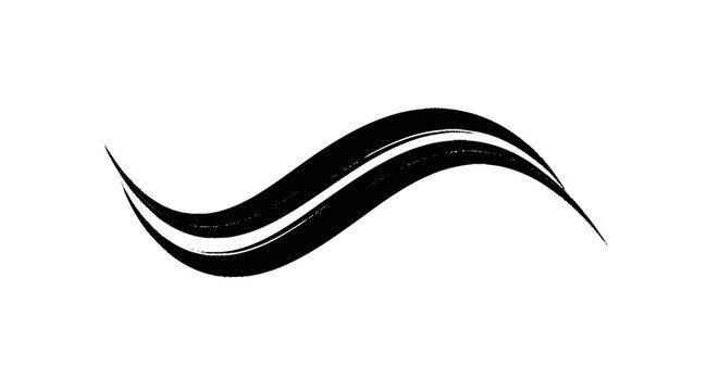 Bold black double brush stroke creating an upward curving swoosh with 