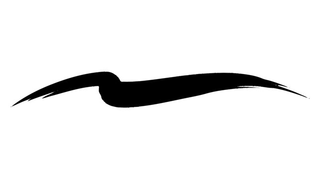 Dynamic black paint stroke smoothly curving and tapering to a sharp po