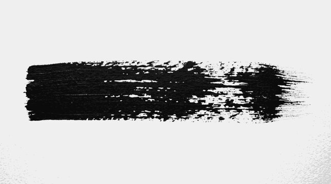 Thick horizontal black paint mark with coarse dry brush texture layere