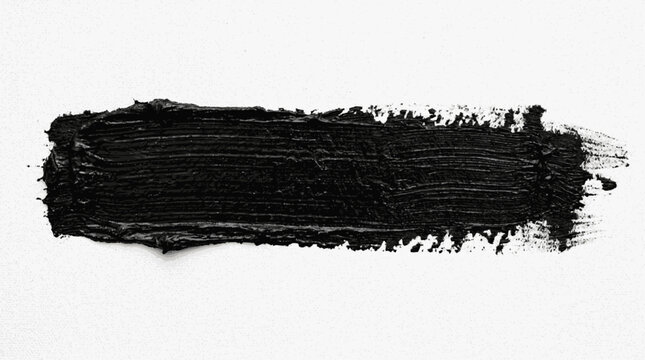Robust horizontal black paint stroke featuring pronounced dry brush li