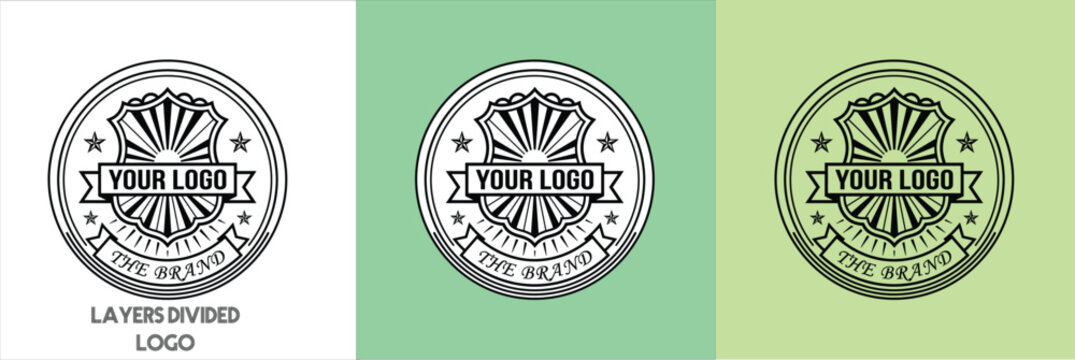 Vector logo design template with shield and star elements for business branding and identity purposes  customizable layers