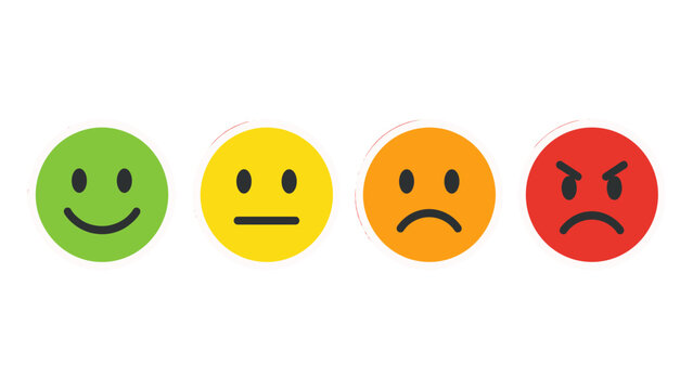 Colored face icons showing happy neutral sad and angry moods