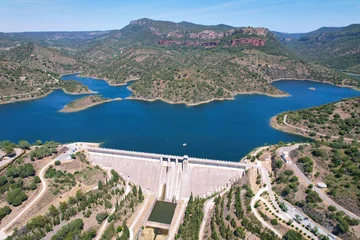Siurana dam and Reservoir on sunny summer day. Tarragona Province, Spain. © Kirill