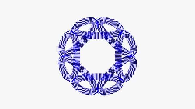 Abstract blue geometric spirograph animation, pulsing circular motion minimalist digital background, motion animation 4k video.