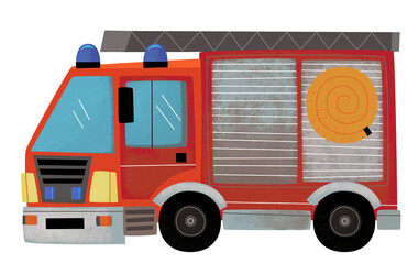 cartoon scene with firetruck fire brigade car heavy duty truck isolated illustration for children © honeyflavour