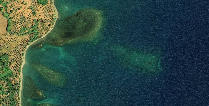 Satellite View Palawan Fringing Coral Reef