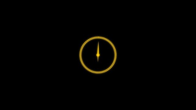 New yellow dark clock animation video footage,12 hours clock footage on  black background