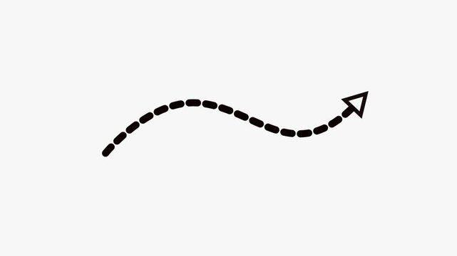 Animated dotted path arrow minimalist directional line overlay for infographics and presentations animation 4k video.
