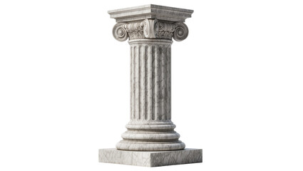Naklejka premium Ionic marble column with volutes and fluted shaft on square base