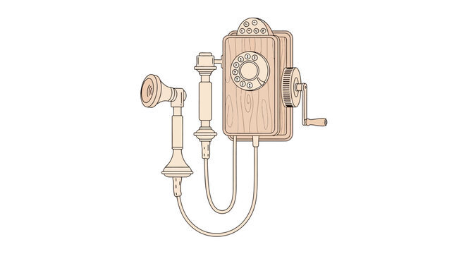 Vintage wall mounted telephone with rotary dial and hand crank
