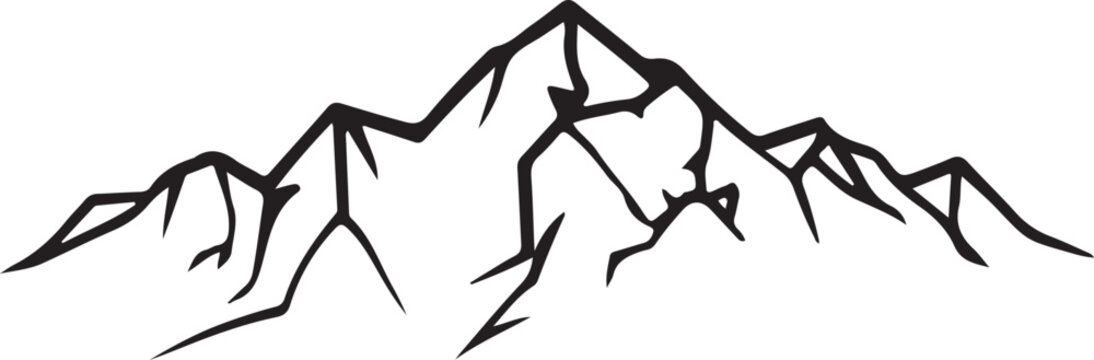 Black and White Minimalist Mountain T-Shirt Vector Design Line Art